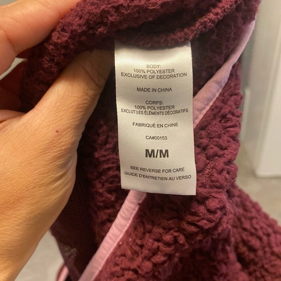 Champion Sherpa Fuzzy Teddy Cropped Purple and Pink Sweater Quarter Zip Winter - Picture 2 of 10